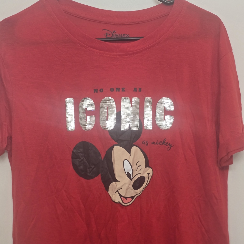 Disney Mickey Mouse “No One As Iconic” Red Graphic Tee Girl’s T-Shirt